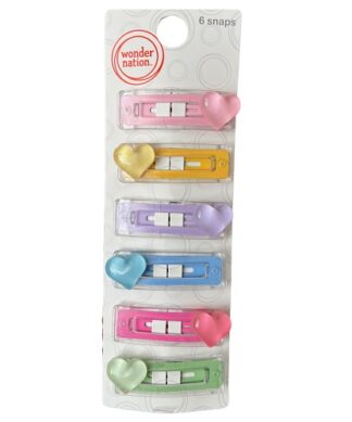 Wonder Nation Girls Hair 6 Piece Heart Snap Clips