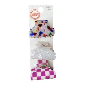 Wonder Nation Girls Hair 3 Piece Claw Clips