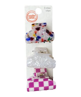 Wonder Nation Girls Hair 3 Piece Claw Clips