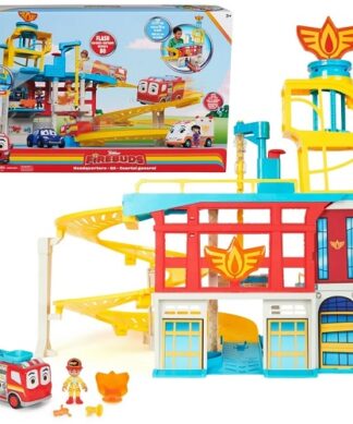 Disney Junior Firebuds HQ Playset with Fire Truck Vehicle & Action Figure for Kids Ages 3+