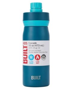 Built 16oz Cascade Stainless Steel Insulated Kids Water Bottle Leakproof Chug Lid - Dark Blue