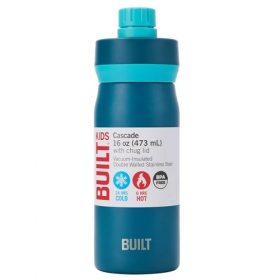 Built 16oz Cascade Stainless Steel Insulated Kids Water Bottle Leakproof Chug Lid - Dark Blue