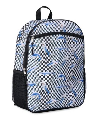 Wonder Nation 16 Inches Backpack Shark Check Black Soot School Bag