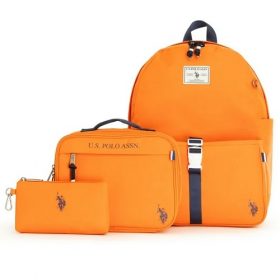 U.S Polo Assn Boys Water Resistant Backpack, Lunch Bag & Pencil Case - Orange