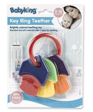 Baby King Key Ring Brightly Colored Teething Toy- BPA Free 0-18m