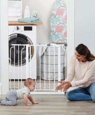 Regalo EASY Step 38.5 Inches Extra Wide Walk through Baby White Gate