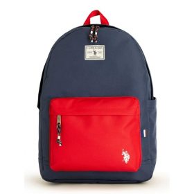 U.S Polo Assn Adult 18 Inches Water resistant Backpack- Navy Blue- Red