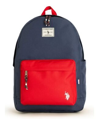 U.S Polo Assn Adult 18 Inches Water resistant Backpack- Navy Blue- Red