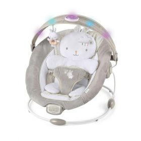 Ingenuity Twinkle Tails Vibrating Infant Baby Bouncer With Light, Toy Bar & Pillow - Grey