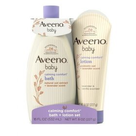 Aveeno Baby Calming Comfort Infant Baby Gift Set with Bath Wash and Lotion -2 Items