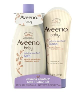 Aveeno Baby Calming Comfort Infant Baby Gift Set with Bath Wash and Lotion -2 Items