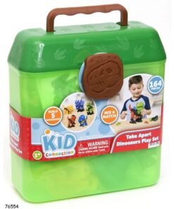 Kid Connection Interactive Colorful Playset for Building 5 Unique Dinosaurs, with Convenient Storage Bucket, Ages 3+