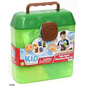 Kid Connection Interactive Colorful Playset for Building 5 Unique Dinosaurs, with Convenient Storage Bucket, Ages 3+