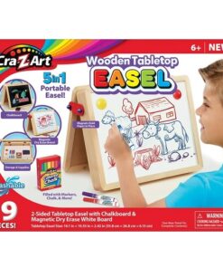 Cra-z-art 5-in-1 Portable Wood Table Top Art Easel Wit Chalkboard & Dry Ease Board