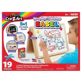 Cra-z-art 5-in-1 Portable Wood Table Top Art Easel Wit Chalkboard & Dry Ease Board