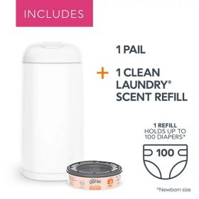 Diaper Genie Expression Pail White, Odor Controlling Disposable System