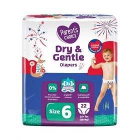 Parent's Choice Dry & Gentle Baby Diapers Size 6 - 22 Count