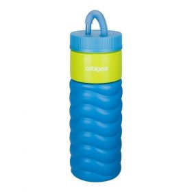 Cool Gear 24oz Plastic Retro Squishy Water Bottle - Wavy Blue