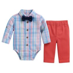 Little Lad Baby Boys 3 Pcs Gingham Shirt Suit And Pant