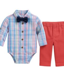 Little Lad Baby Boys 3 Pcs Gingham Shirt Suit And Pant