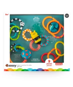 Sassy Baby Teether & Rattle Multicolour Sensory Set for Newborn & Infant - 9pcs