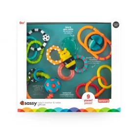 Sassy Baby Teether & Rattle Multicolour Sensory Set for Newborn & Infant - 9pcs