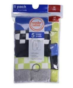 Wonder Nation Boys Cotton Boxers Brief - 5 Pack Underwear