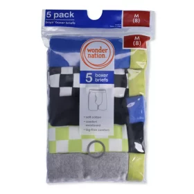 Wonder Nation Boys Cotton Boxers Brief - 5 Pack Underwear