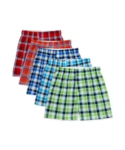 Wonder Nation Boys Tartan 5 Pack Boxers - Lime Green