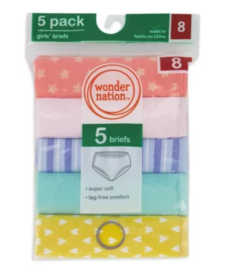 Wonder Nation Girls Cotton Brief Underwear Pants- 5 Pack