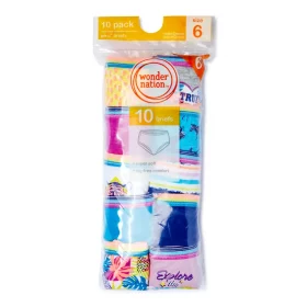 Wonder Nation Girls Brief Underwear 10 Pack