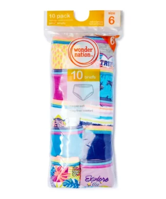 Wonder Nation Girls Brief Underwear 10 Pack