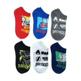 DC Comics superhero style in this 6-Pack of Justice League Graphic Sock