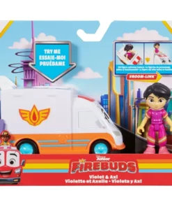 Disney Junior Firebuds Violet & Axl Action Figure & Ambulance Toy
