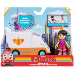 Disney Junior Firebuds Violet & Axl Action Figure & Ambulance Toy