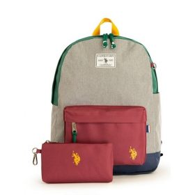 U.S Polo Assn Adult 16 Inches Water Resistant & Deatchable Pouch - Grey Burgundy