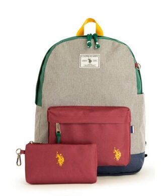 U.S Polo Assn Adult 16 Inches Water Resistant & Deatchable Pouch - Grey Burgundy