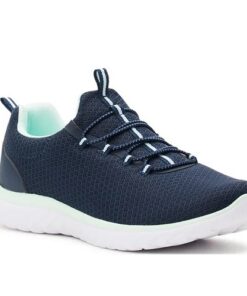 Athlectic Works Women Bungee Slip On Sneakers - Navy Blue Mint -Shoe