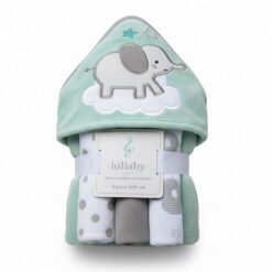 Lullaby Lane Baby Hooded Towel & Washcloth Set 4 Pcs