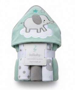 Lullaby Lane Baby Hooded Towel & Washcloth Set 4 Pcs