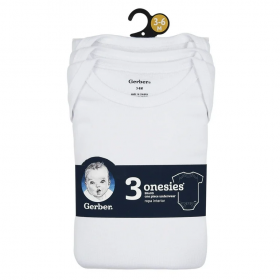 Gerber Baby Long Sleeve Bodysuit - 3 Pack All White