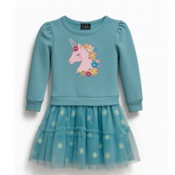 Lilt Girls Challes French Terry Dress - Blue