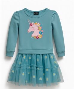 Lilt Girls Challes French Terry Dress - Blue
