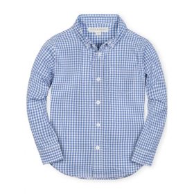 Falls Creek Boys Long Sleeve Gingham Button Woven Shirt - Blue