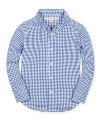 Falls Creek Boys Long Sleeve Gingham Button Woven Shirt - Blue