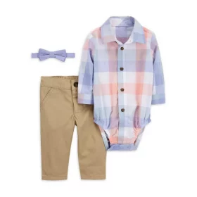 Carter's Child Of Mine Baby Boy Bodysuit Shirt & Pant Outfit Set 2 Piece - Purple