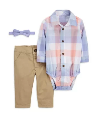 Carter's Child Of Mine Baby Boy Bodysuit Shirt & Pant Outfit Set 2 Piece - Purple