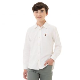 US Polo Assn Boys Long Sleeve Oxford Woven Shirt - White