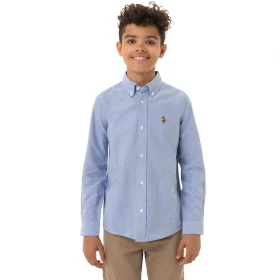 US Polo Assn Boys Long Sleeve Oxford Woven Shirt - Blue