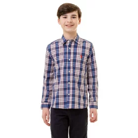 US Polo Assn Boys Long Sleeve Oxford Woven Shirt - Plaid WBR